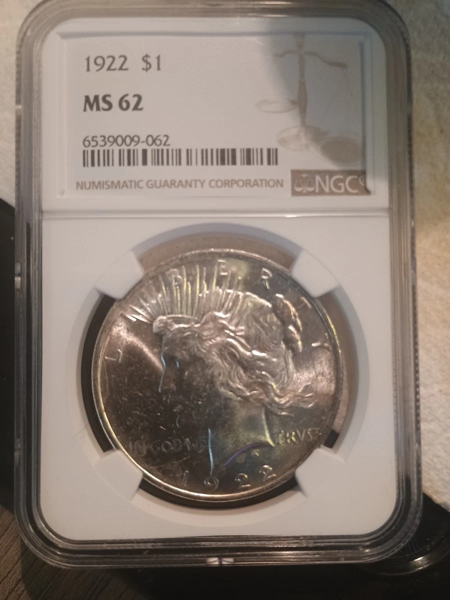 Silver MS 62 Graded 1922 Year Peace Dollars (1921-1935) for sale