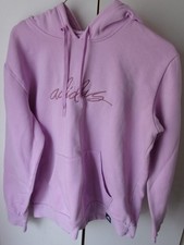 Adidas Woman's Hoodie Size Medium Cursive Adidas Pink Lined Hood