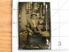 Antique /Vintage TINTYPE Photo MAN on BENCH Outdoor or Studio Set PARK