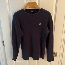 Polo Ralph Lauren Jeans Co Shirt Men Medium M Blue Thermal Waffle Knit Casual LS