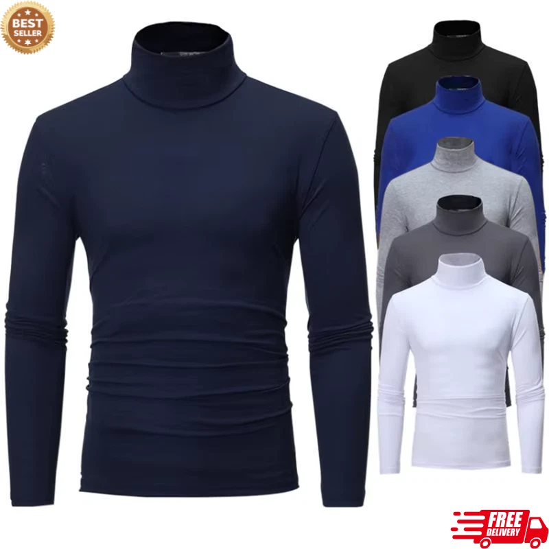 Men's Turtleneck Long Sleeve T Shirt Casual Slim Fit Stretch Tops Winter Fashion main image