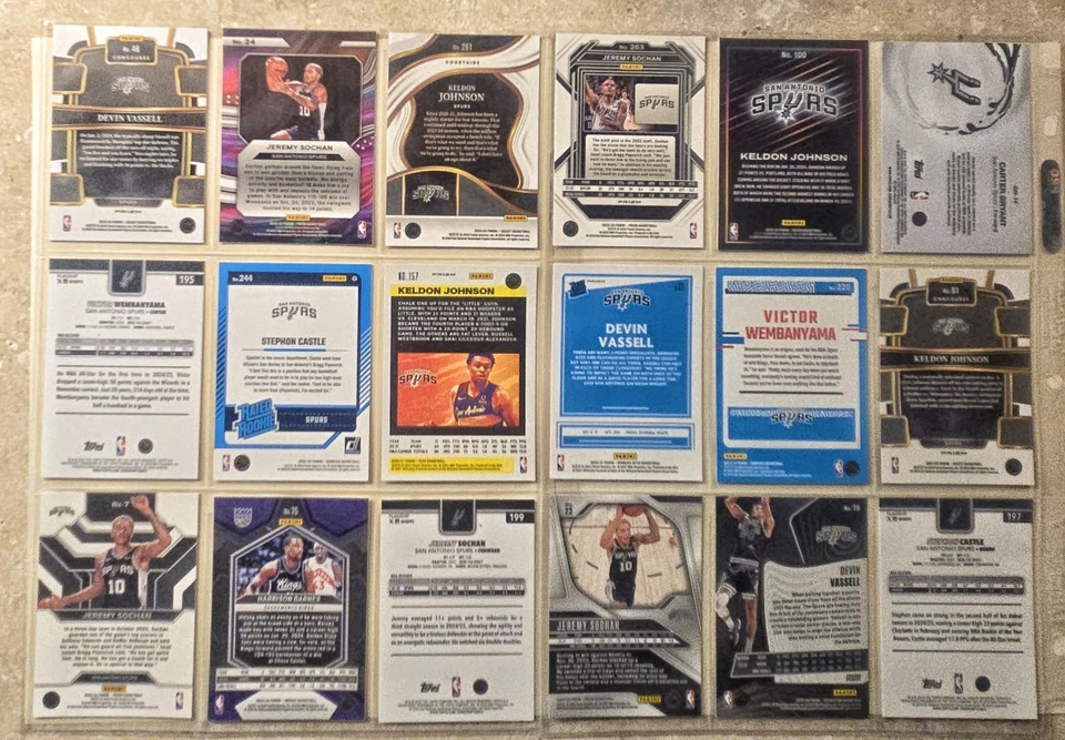 San Antonio Spurs 18 Card Lot 25-26 Roster, Parallels, RCs, And More - Image 2 of 2