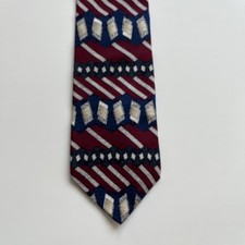 Conte di Milano Tie Red/White/Blue 100% Silk Necktie 4x56 Made in USA