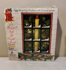 VINTAGE CALFAX CAROLITES MUSICAL Table Top Candle & Wreath 8 Christmas Carols 