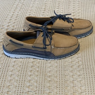 Sperry Billfish Ultralite UL 3-Eye Boat Shoes US Size 10M Taupe/Blue