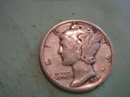 1937 D  Mercury Dime - Fine+- cond  , actual coin in photo