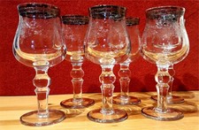 6x Murano Medici Likör Gläser m. Stiel, Platinrand, 2x kleine Likörgläser gratis