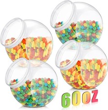 4 Pcs 60 oz Plastic Candy Jar with Lid for Candy Buffet Large Storage Jar Clear