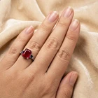Classically Blood Red Ruby Baguette 4.70Ct 925 Sterling Silver White Gold Rings