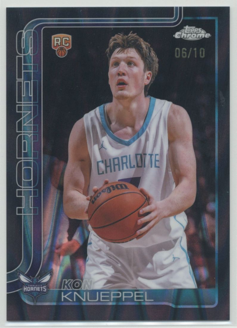 Kon Knueppel 2025-26 Topps Chrome Black RayWave Refractor /10 RC Rookie #254