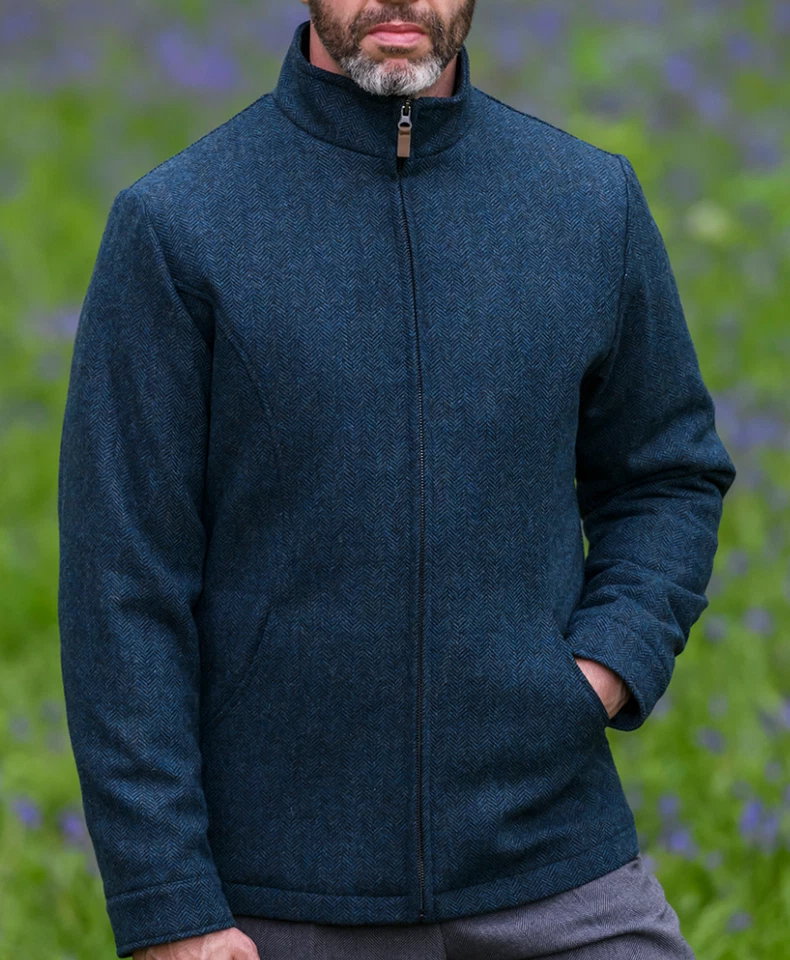 Chaqueta para caminar Emerald Isle Weaving para hombre Donegal lana tweed azul talla M nueva con etiquetas Foto 2 de 4