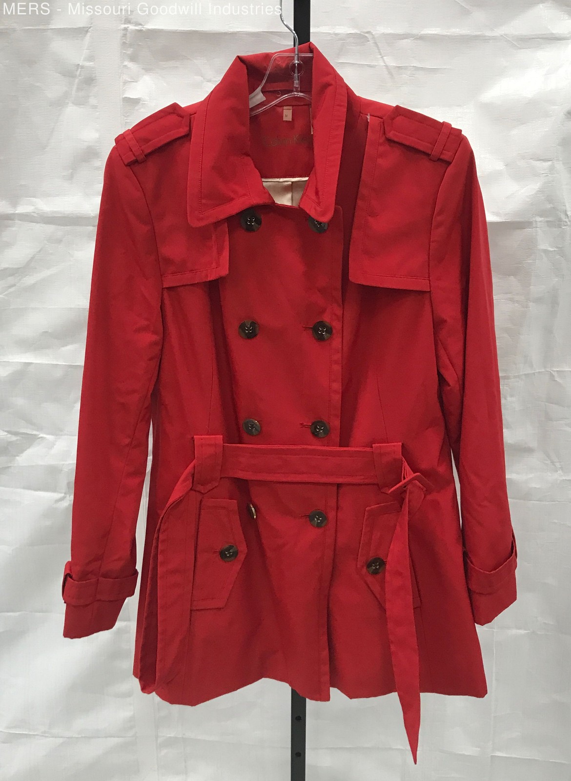 Calvin Klein Womens Red Solid Double Breasted Bel… - image 1