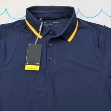 Under Armour UA Golf Men's Navy Blue 3 Button Polo Shirt Size S New With Tags