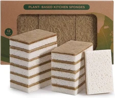 Natural Sponges for Dishes 12 Pack - Keep Soap Biodegradable Kitchen Sponge C...