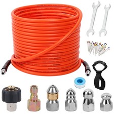 70FT Pressure Washer Sewer Jetter Kit, 5800 PSI Water Jet Drain Cleaner Hose