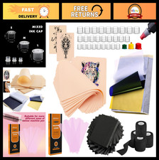 Tattoo Practice Skin Kit 614 Pcs - 200 Pen Covers, 10 Fake Skins, 50 Transfer Pa