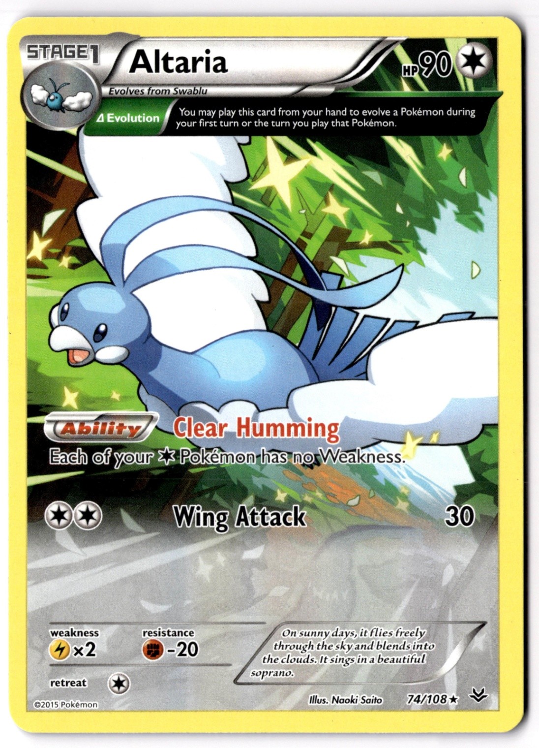 Altaria (74 Delta) Rare XY - Roaring Skies 74/108 NM