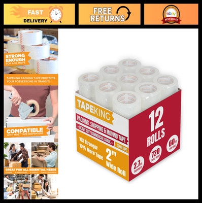 Clear Packing Tape - 12 Rolls, 60 Yards Each, Heavy Duty 2.7mil Adhesive for Mov