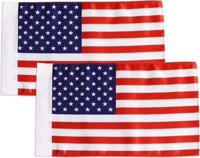 2Pcs American Flags Motorcycle Flag 6'' X 10'' for 3/8'' Diameter round Pole Red Li