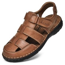 Men's Sandals, Closed Toe Leather Fisherman Outdoor Hiking Sport Shoes Summer...
