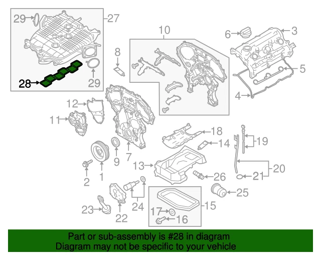 Новая оригинальная прокладка впускного коллектора двигателя Nissan (2008–2020 гг.) оригинальная 14035JP00A - Изображение 2 из 4
