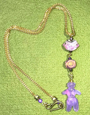 Kette Murano Glas Göttin aus Glas handgefertigt Einzelstück Unikat Edelstahlkett