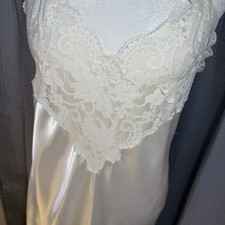 Victoria's Secret Nightgown Bridal Ivory Slip Lace Trim Satin Romantic Leg Slit