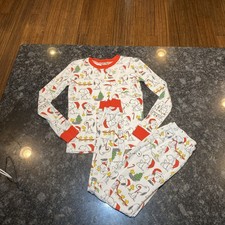 Pottery Barn TEEN Holiday PEANUTS SNOOPY Tight Fit Pajamas Size 14 Christmas
