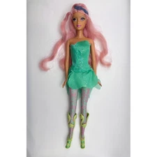 Vintage Barbie Fairytopia Doll Dahlia Fairy 2004 Pink Hair Green Dress