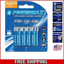 12 AAA Alkaline Batteries - Ultra Long Lasting Power with 10- Shelf Life