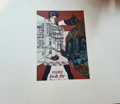Vintage Mixed Media Collage Artwork Signed C. Olson Modern Graphic Art 18x22