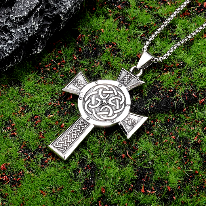 LARGE CELTIC KNOT CROSS IRISH VIKING Pendant 24" 925 Sterling Silver ...