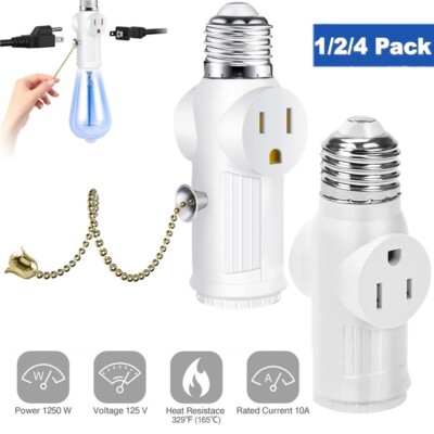 E26 E27 Light Socket to Plug Adapter 2/3 Prong Outlet Plug Splitter Converter US