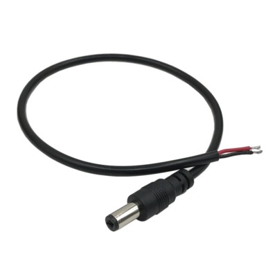 12v DC Power Cord 5.5mm x 2.1mm Male Plug to Pigtail Cable Adapter 9.8 inch