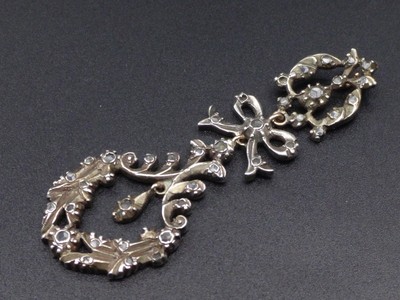 Pendentif Ancien 19ème Siècle - Or Rose, Argent, Diamants, Ciselures Imposantes