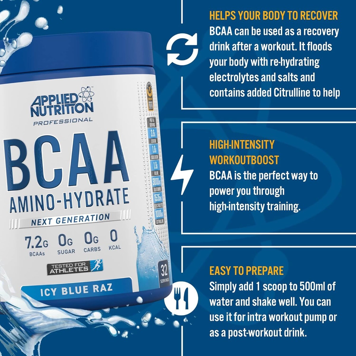 Applied Nutrition BCAA Amino Hydrate 450g -Sugar Free - Electrolytes - zero carb | eBay