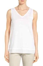 Nordstrom Collection L4758 Silk Trim V-Neck Linen Shell Size X-Small