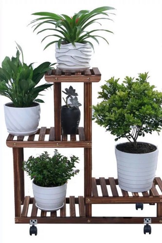 Wooden Plant Stand Shelf Multi-Tier Indoor Outdoor With or Without Wheels 多层实木花架 - Picture 19 of 26