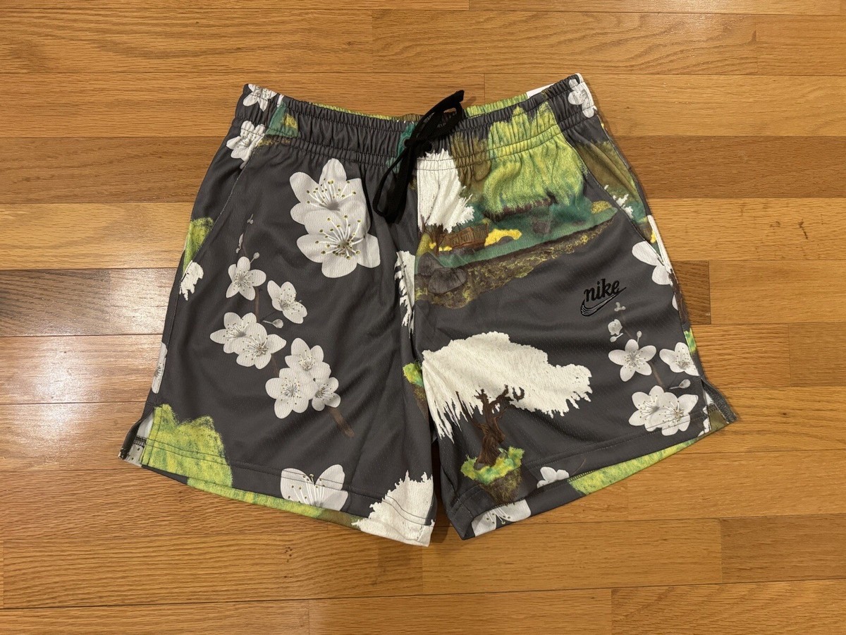 New S Nike Club Cherry Blossom Shorts Grey Floral Basketball