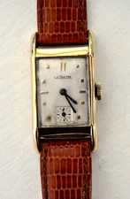 Vtg. LeCoultre 14K rectangular tank men's watch