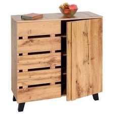 Kommode HWC-M46, Schrank Sideboard Anrichte Highboard, 88x80x34cm, naturfarben