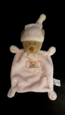 doudou plat ours bonnet rose