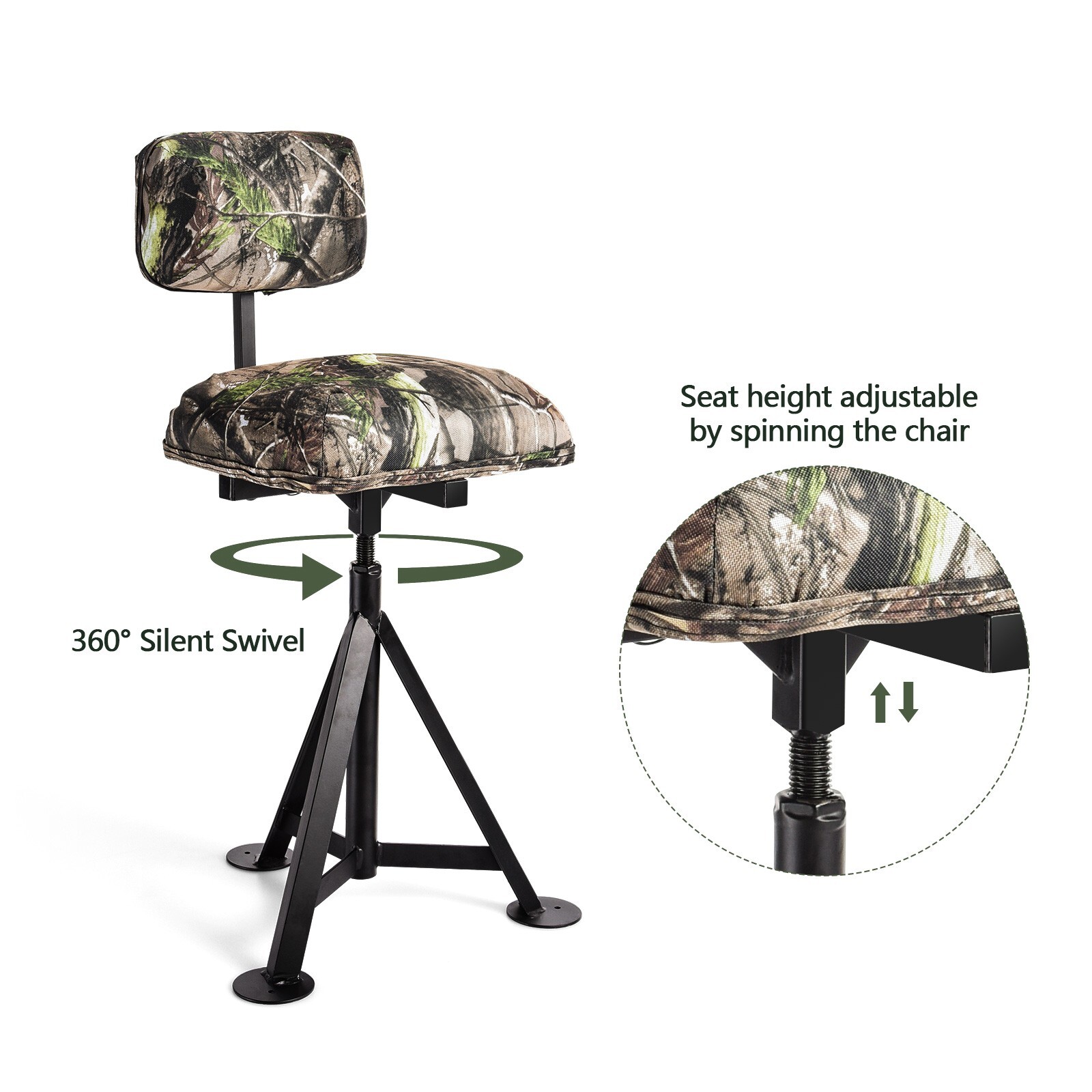 360° Swivel Hunter Chair Portable MultiPosition Tripod Hunting Chair