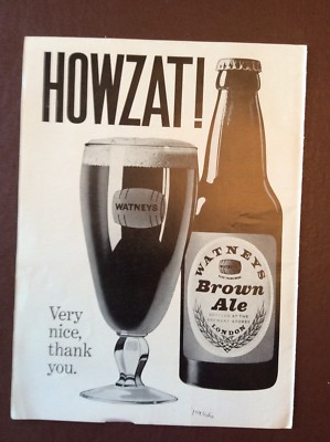 J1f Ephemera 1966 Werbung Howzat Watneys Brown Ale