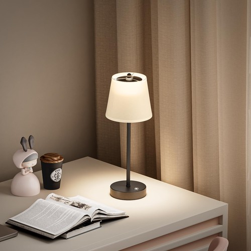 Cordless LED Table Lamp 6000mAh Battery Operated Table Lamp Fabric Shade Rech... - Picture 5 of 9