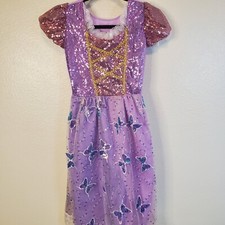 Purple Princess Dress Sequins Butterflies Size L, 7-8 Years FLAW READ
