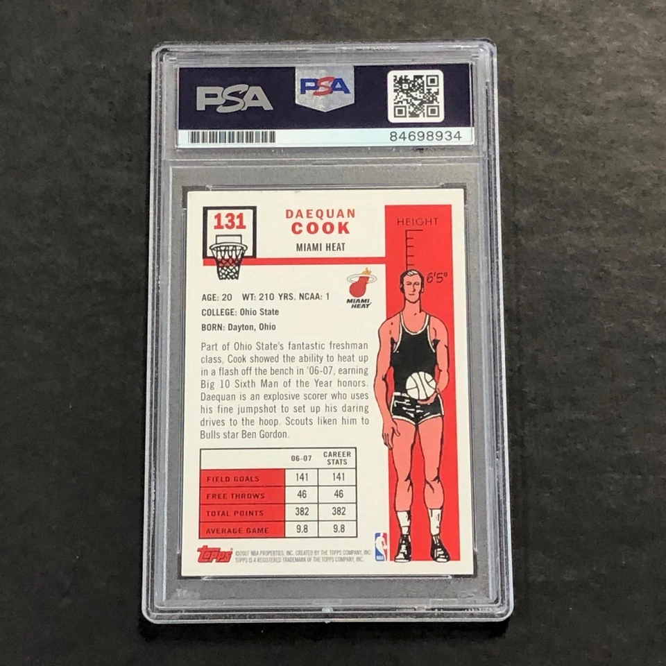 2007-08 Topps #131 Daequan Cook Signed Card AUTO PSA Slabbed Heat - Image 2 of 2