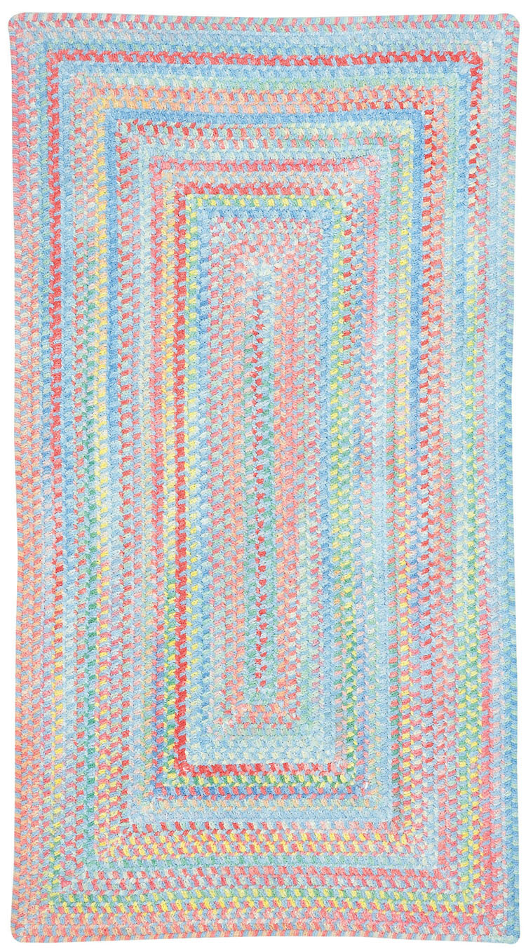 Capel Rugs Babys Breath Soft Chenille Braided Concentric Area Rug Blue