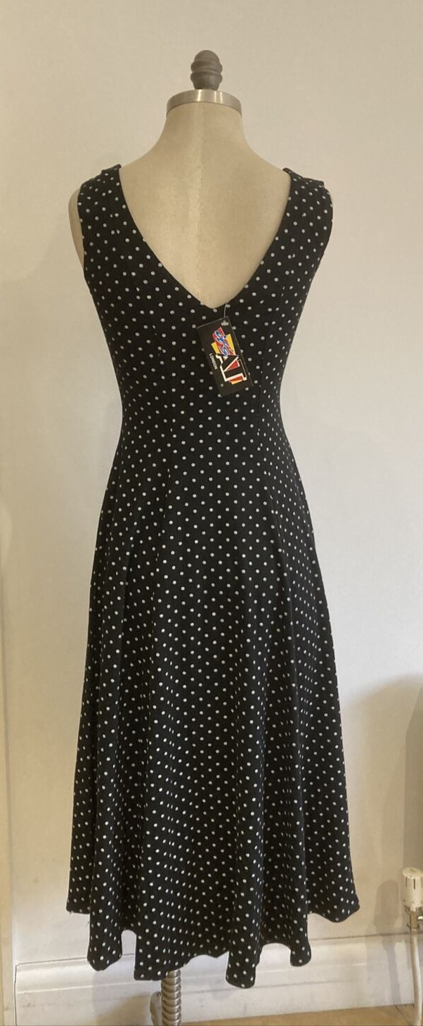 "It's At London"  1980s Black/White Spotted Dress, BNWT, Made in England, Small 4
