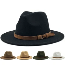 Fedora Hat Classical Wide Brim Gangster Cap Men Women Vintage Trilby Panama Hats